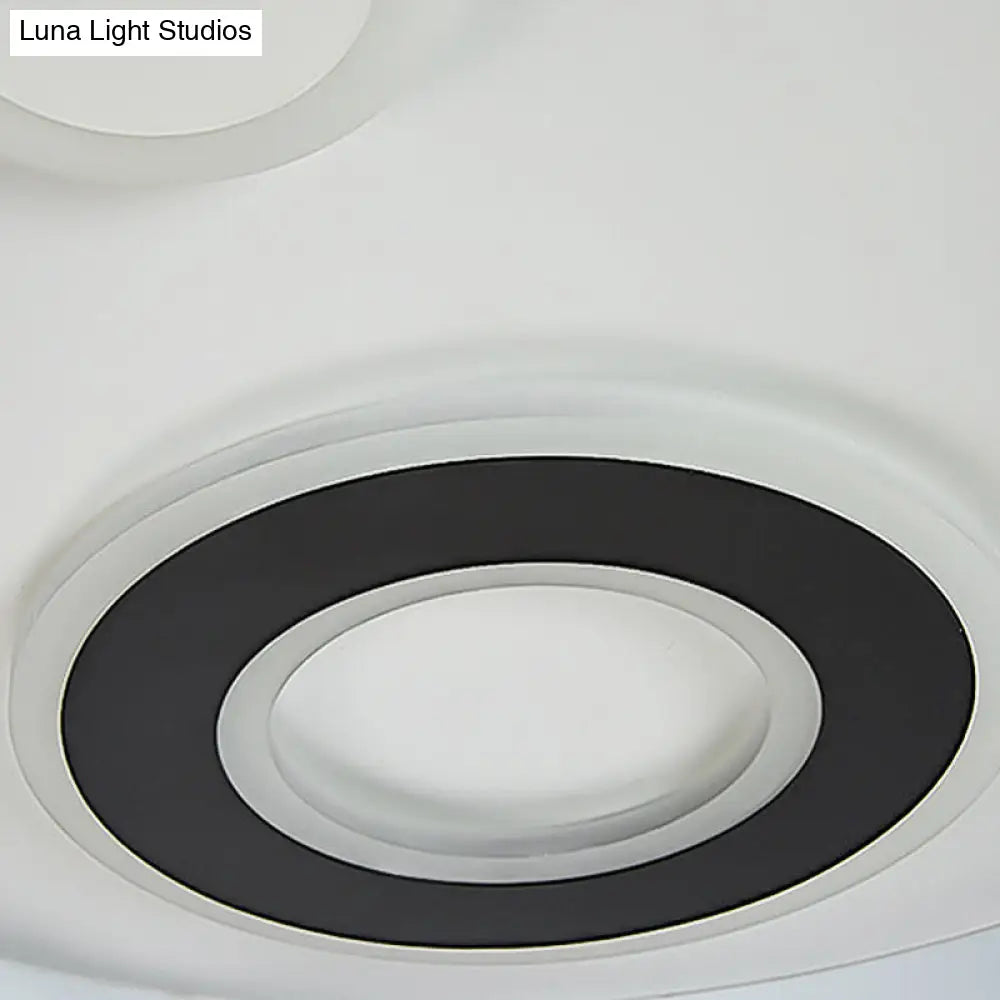 18"/21.5" Dia LED Flush Lamp Kit - Modern Metallic White Ceiling Light with Warm/White Light