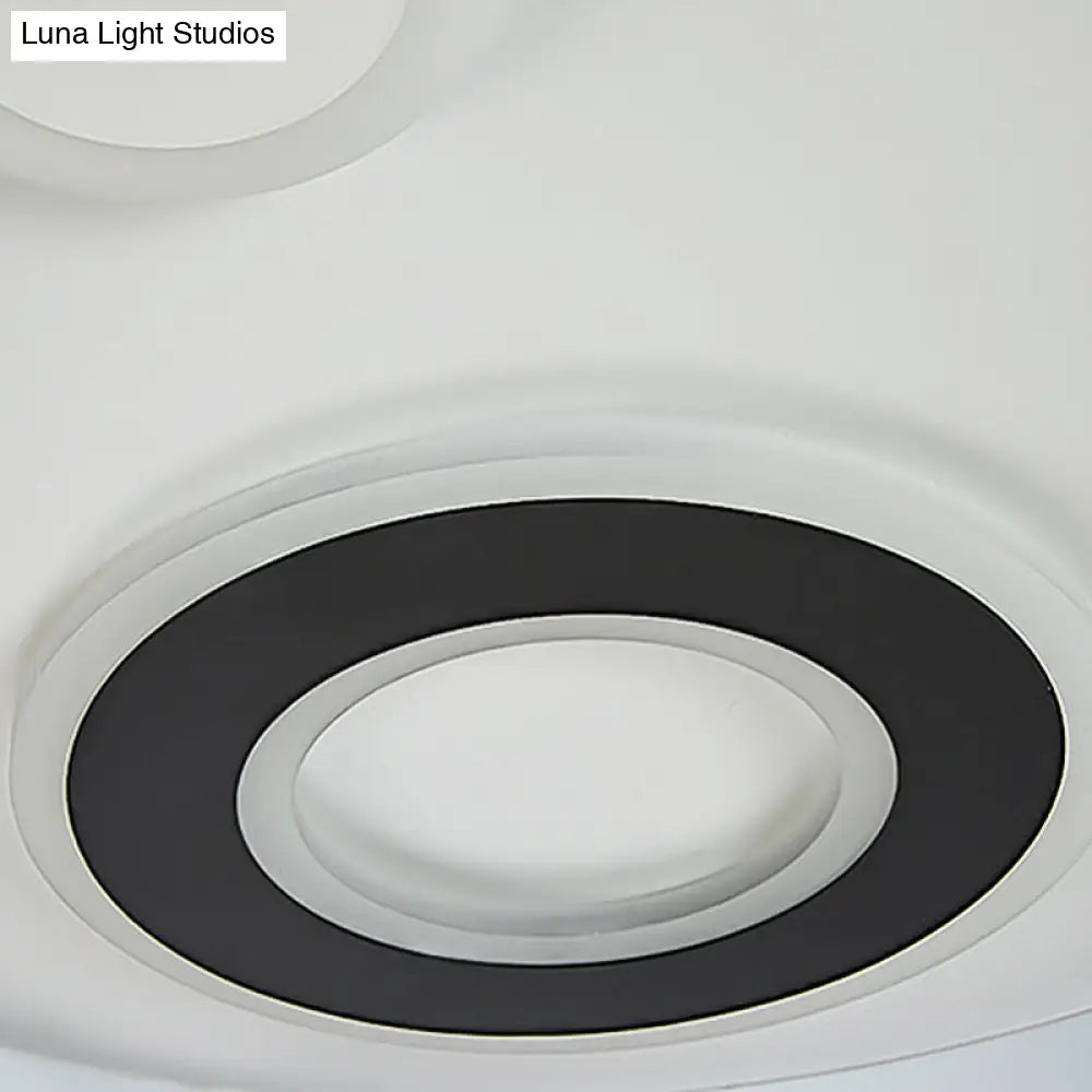 18"/21.5" Dia LED Flush Lamp Kit - Modern Metallic White Ceiling Light with Warm/White Light