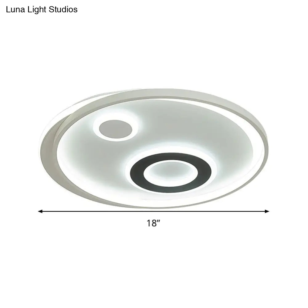 18"/21.5" Dia LED Flush Lamp Kit - Modern Metallic White Ceiling Light with Warm/White Light