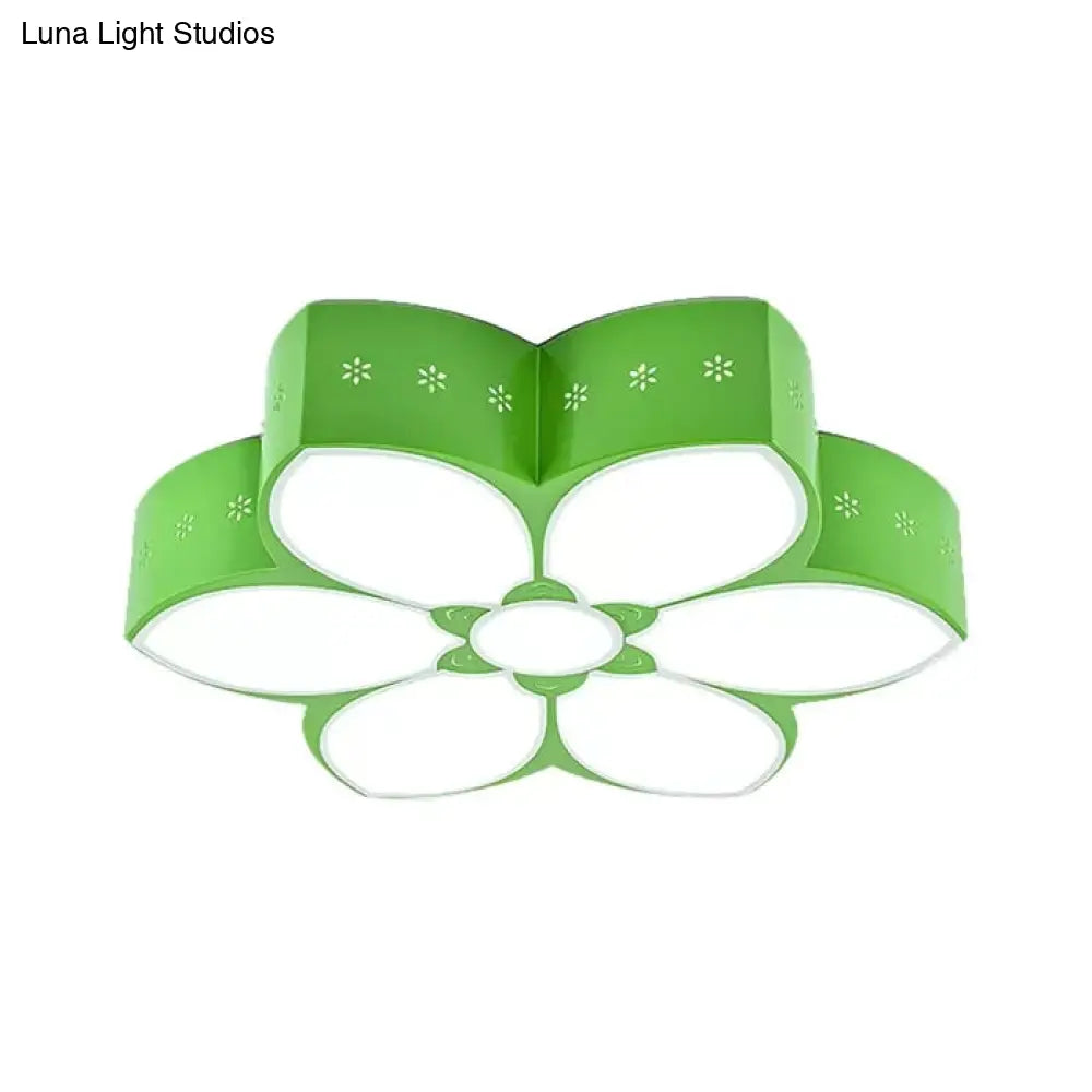 18"/23.5" Etched Blossom LED Flush Mount Ceiling Light in Vibrant Red/Yellow/Green