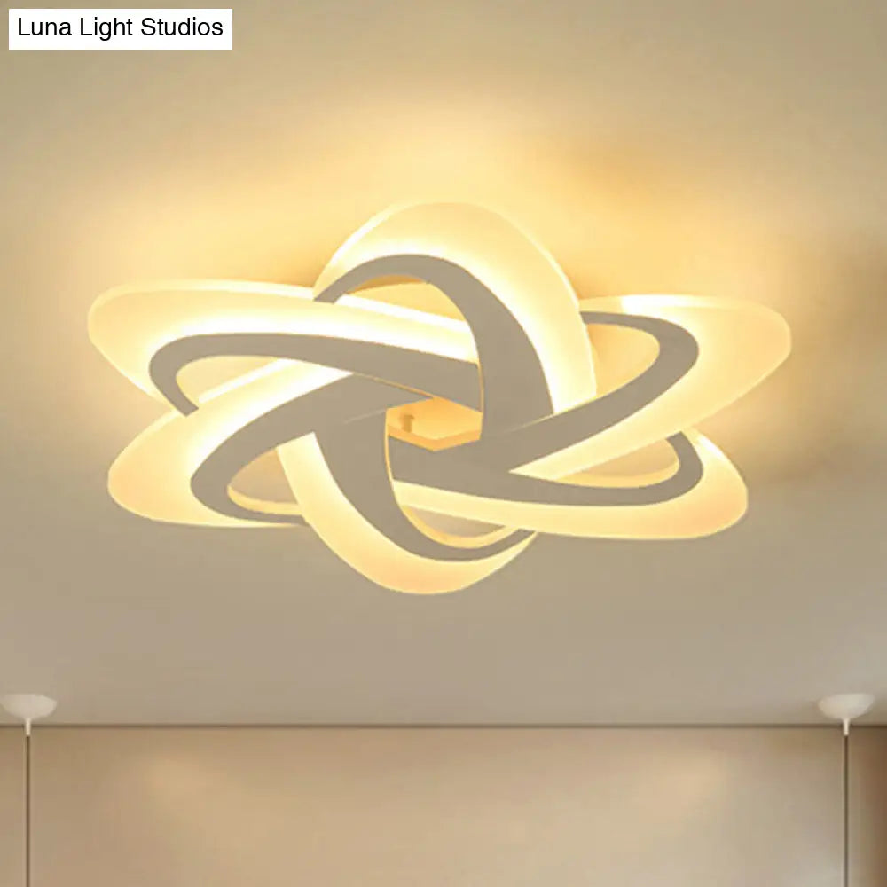 18"/23" Wide Acrylic Criss Cross LED Ceiling Light Fixture - Flush Mount, Modern White Design - Warm/White Light & Remote Dimming Control