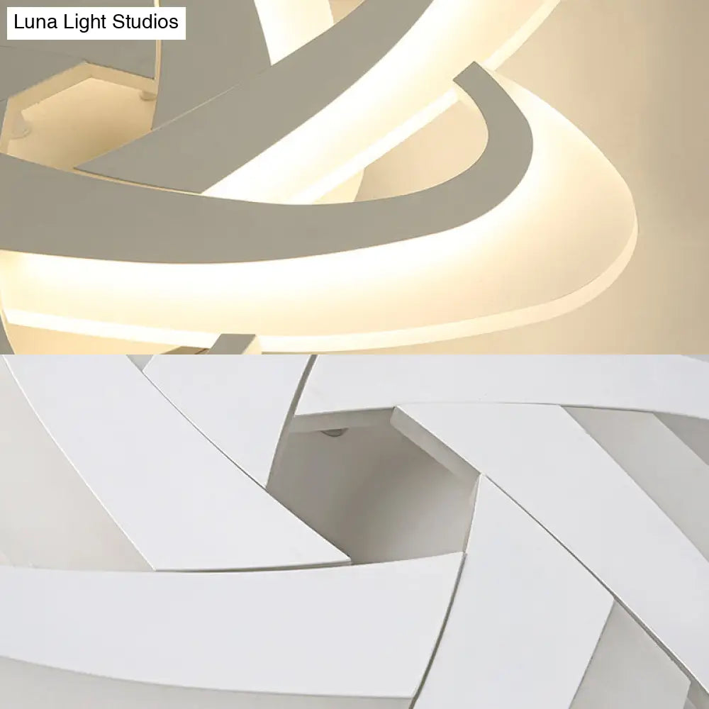 18"/23" Wide Acrylic Criss Cross LED Ceiling Light Fixture - Flush Mount, Modern White Design - Warm/White Light & Remote Dimming Control