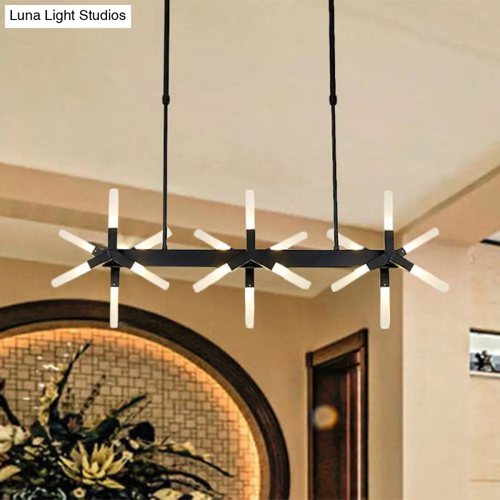 18/24-Light Linear Acrylic Shade Ceiling Pendant for Dining Room - Black/White/Gold, Ideal Over Island
