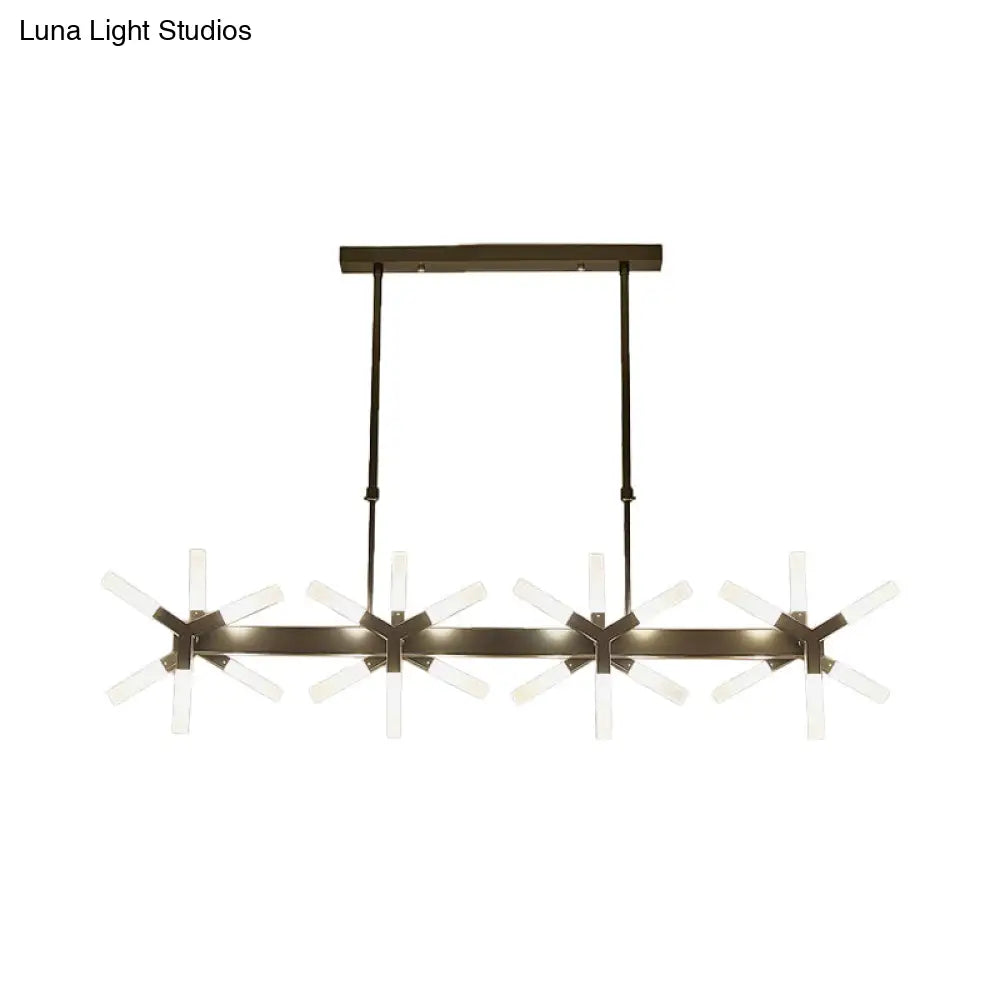 18/24-Light Linear Acrylic Shade Ceiling Pendant for Dining Room - Black/White/Gold, Ideal Over Island