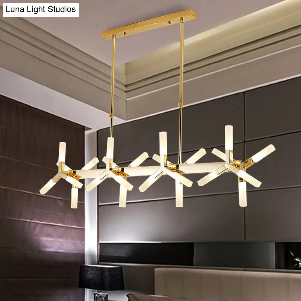 18/24-Light Linear Acrylic Shade Ceiling Pendant for Dining Room - Black/White/Gold, Ideal Over Island