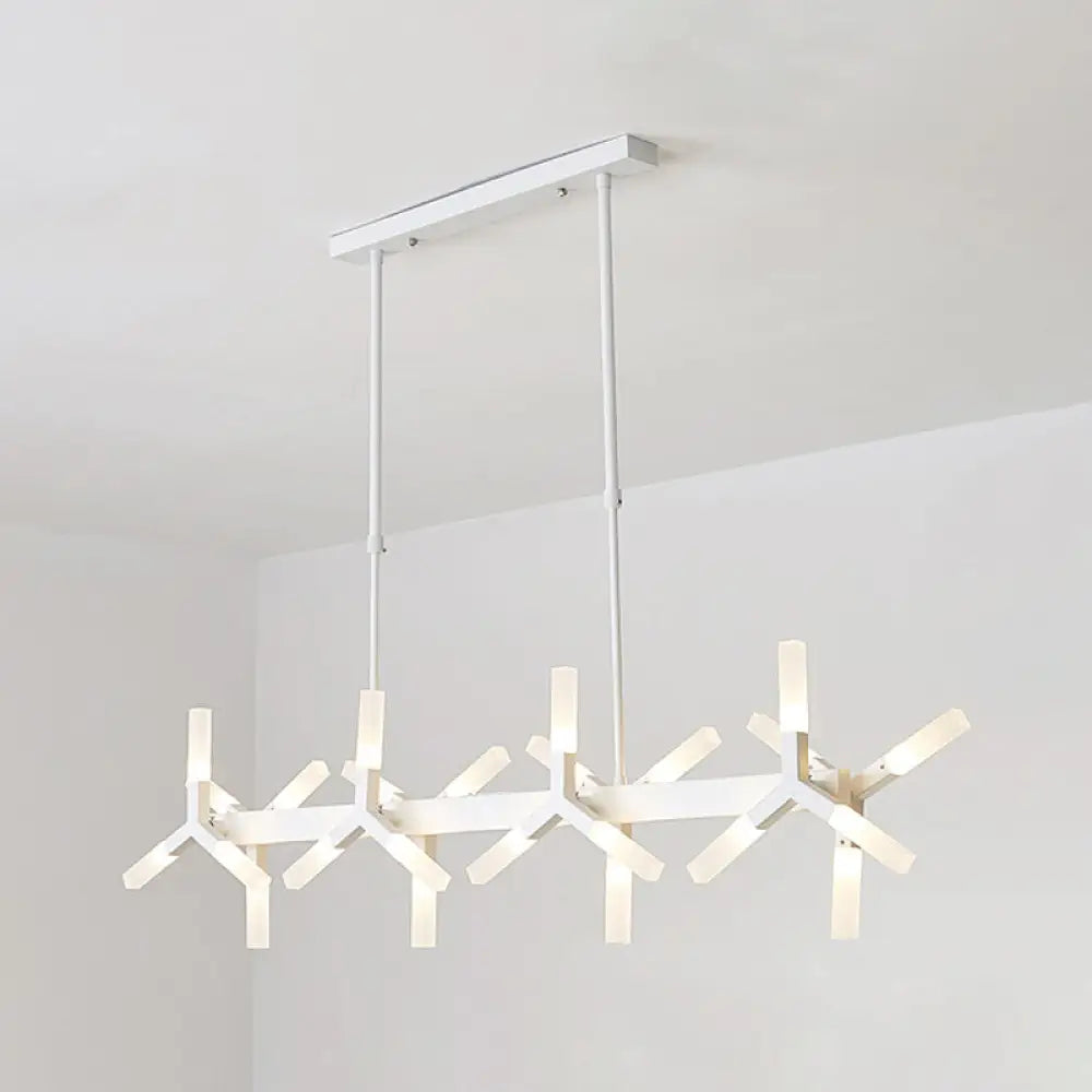 18/24-Light Linear Acrylic Shade Ceiling Pendant for Dining Room - Black/White/Gold, Ideal Over Island