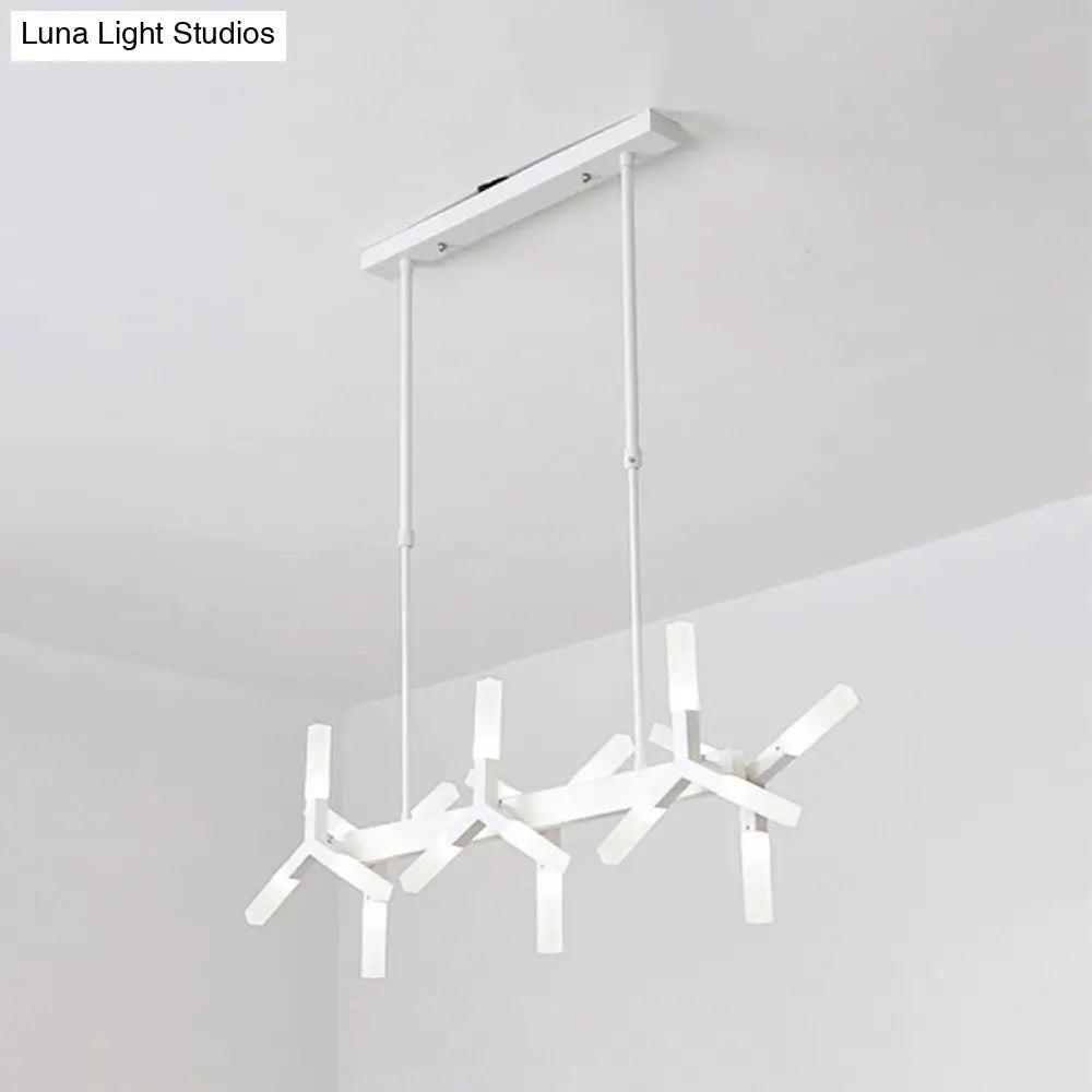18/24-Light Linear Acrylic Shade Ceiling Pendant for Dining Room - Black/White/Gold, Ideal Over Island