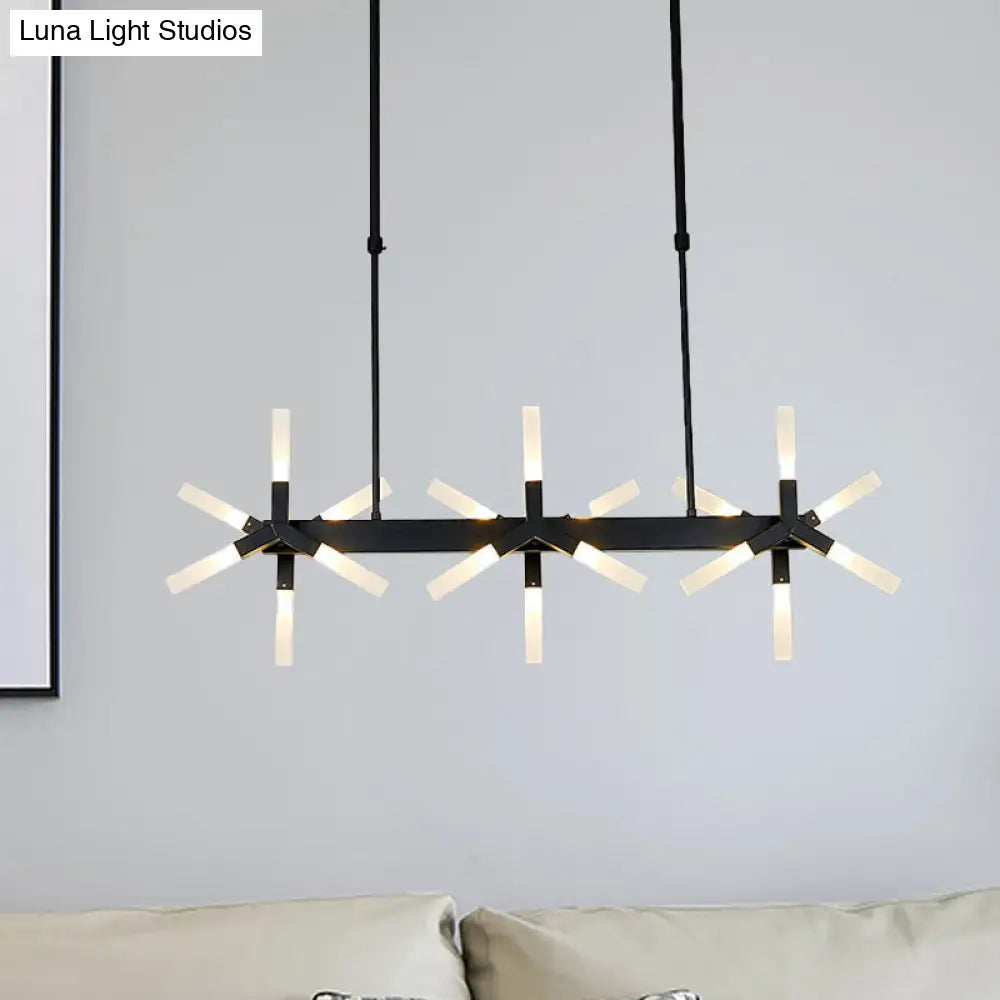 18/24-Light Linear Acrylic Shade Ceiling Pendant for Dining Room - Black/White/Gold, Ideal Over Island