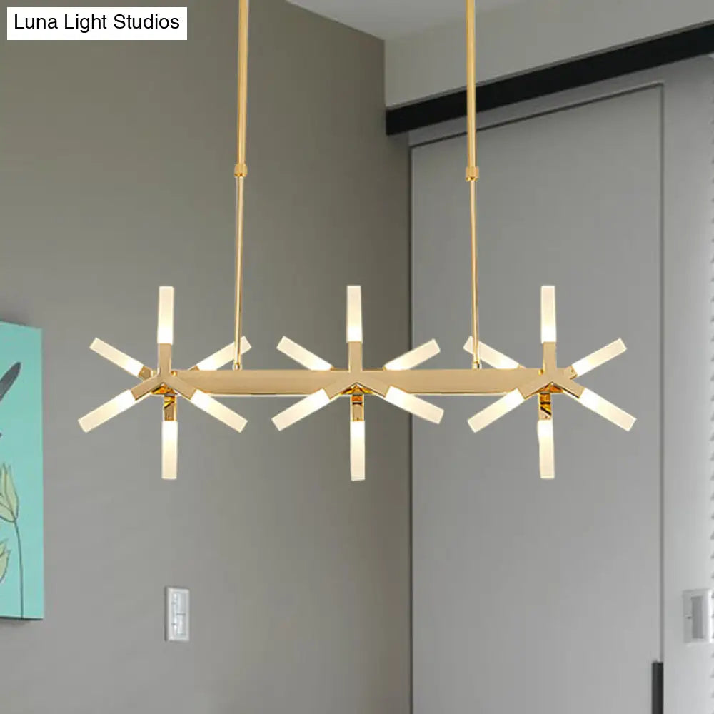 18/24-Light Linear Acrylic Shade Ceiling Pendant for Dining Room - Black/White/Gold, Ideal Over Island