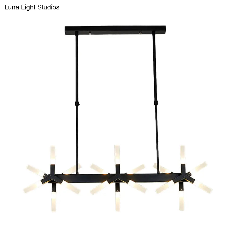 18/24-Light Linear Acrylic Shade Ceiling Pendant for Dining Room - Black/White/Gold, Ideal Over Island