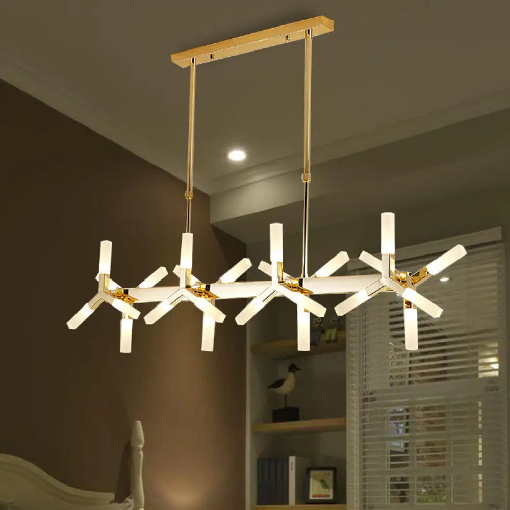 18/24-Light Linear Acrylic Shade Ceiling Pendant for Dining Room - Black/White/Gold, Ideal Over Island