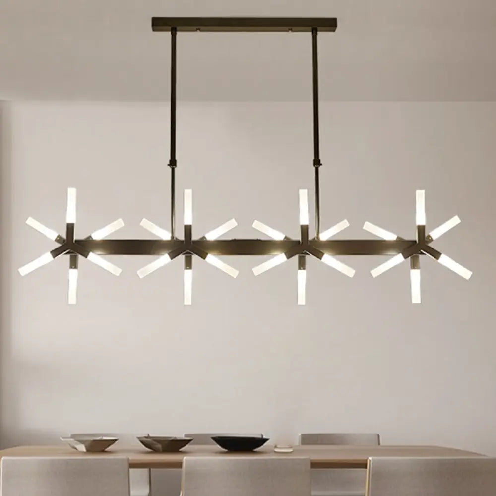 18/24-Light Linear Acrylic Shade Ceiling Pendant for Dining Room - Black/White/Gold, Ideal Over Island