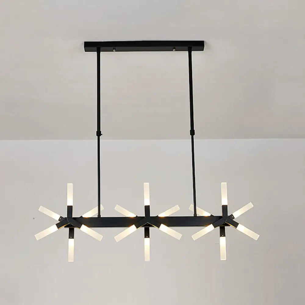 18/24-Light Linear Acrylic Shade Ceiling Pendant for Dining Room - Black/White/Gold, Ideal Over Island