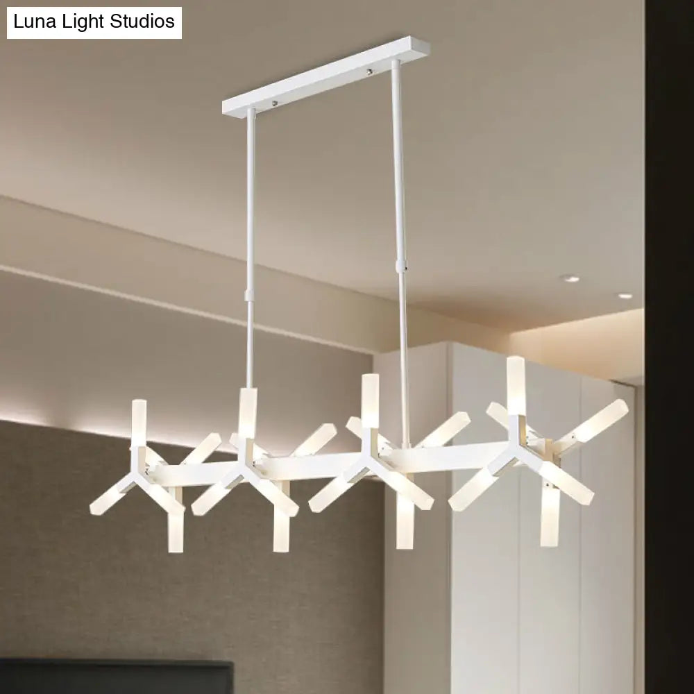 18/24-Light Linear Acrylic Shade Ceiling Pendant for Dining Room - Black/White/Gold, Ideal Over Island