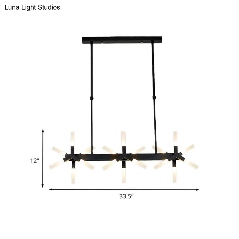 18/24-Light Linear Acrylic Shade Ceiling Pendant for Dining Room - Black/White/Gold, Ideal Over Island