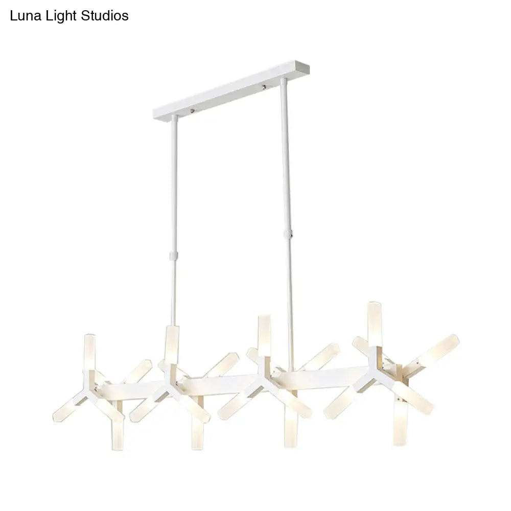 18/24-Light Linear Acrylic Shade Ceiling Pendant for Dining Room - Black/White/Gold, Ideal Over Island
