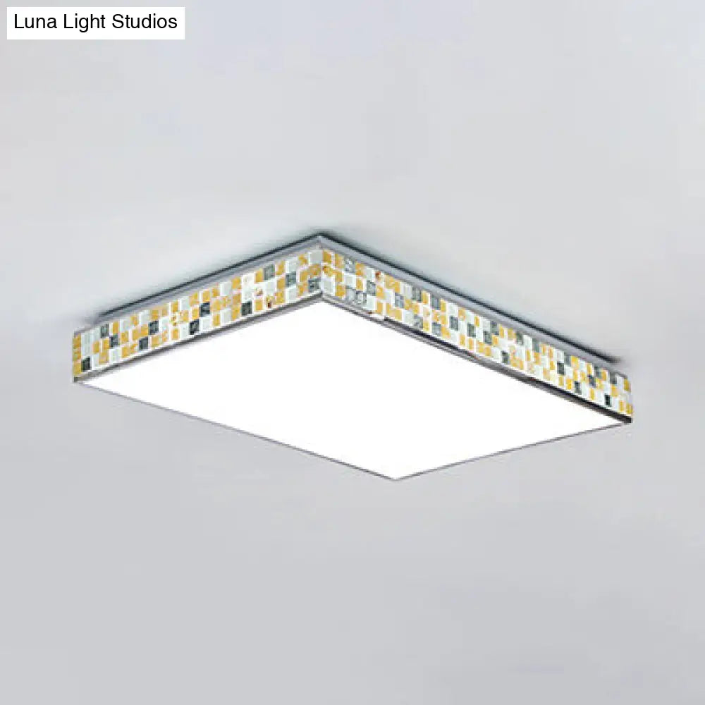 18"/35.5" Retro Style Mosaic Glass Cube Ceiling Light with 1 Bulb - Beige Finish