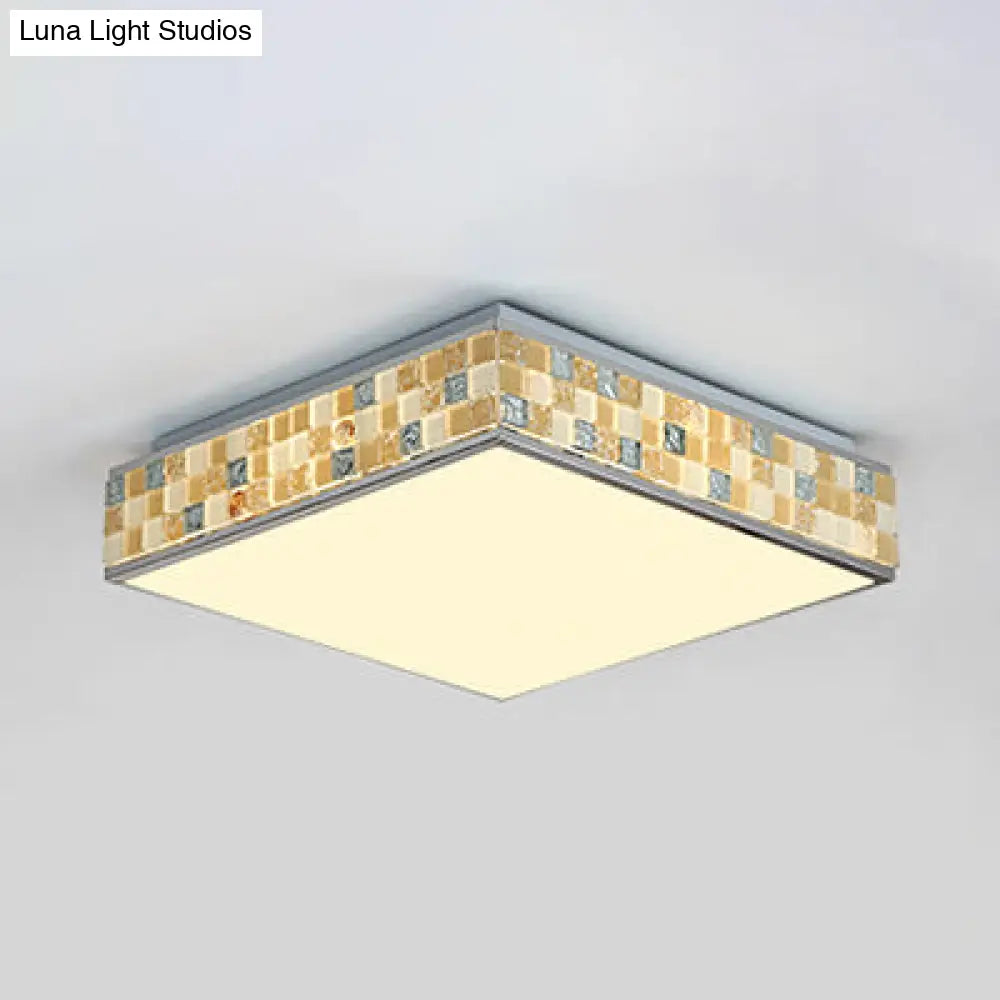 18"/35.5" Retro Style Mosaic Glass Cube Ceiling Light with 1 Bulb - Beige Finish