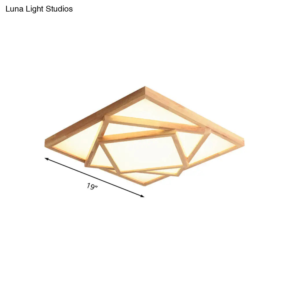 19"/25"/31.5" Wide Minimalist Wood Beige LED Ceiling Light in White/Warm/Natural Light - Flush Mount Lamp