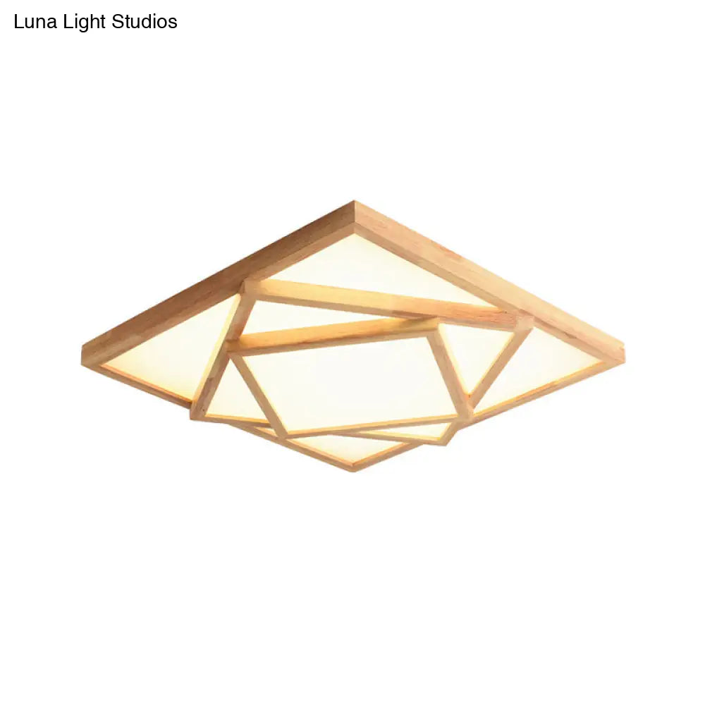 19"/25"/31.5" Wide Minimalist Wood Beige LED Ceiling Light in White/Warm/Natural Light - Flush Mount Lamp