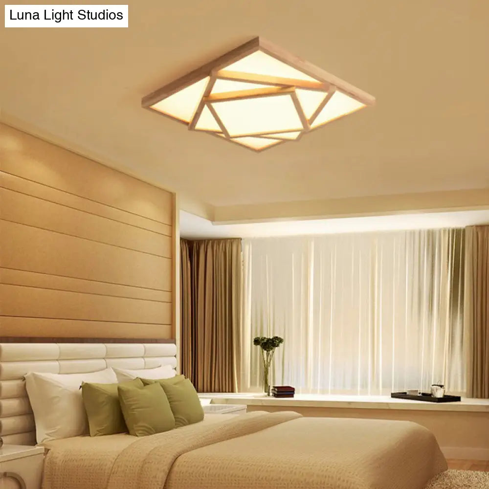 19"/25"/31.5" Wide Minimalist Wood Beige LED Ceiling Light in White/Warm/Natural Light - Flush Mount Lamp