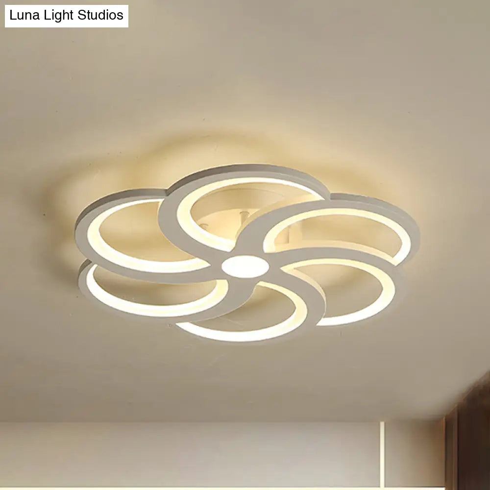 19.5"/23.5" W Nordic Style Metal and Acrylic LED Flush Mount Light in White - Warm Glow for Living Room