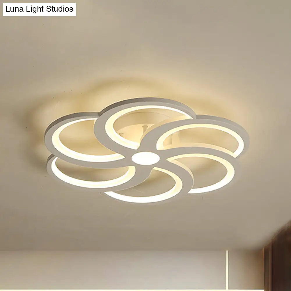 19.5"/23.5" W Nordic Style Metal and Acrylic LED Flush Mount Light in White - Warm Glow for Living Room