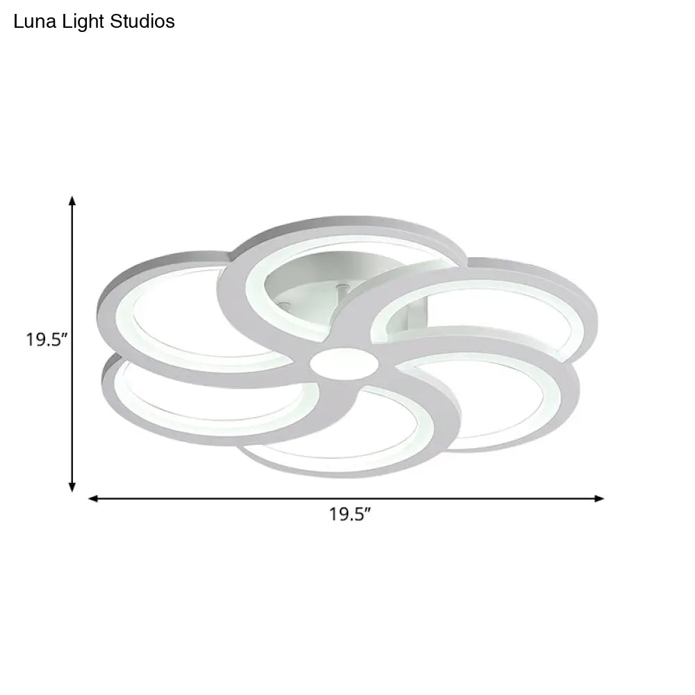 19.5"/23.5" W Nordic Style Metal and Acrylic LED Flush Mount Light in White - Warm Glow for Living Room