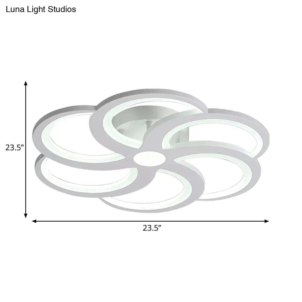 19.5"/23.5" W Nordic Style Metal and Acrylic LED Flush Mount Light in White - Warm Glow for Living Room