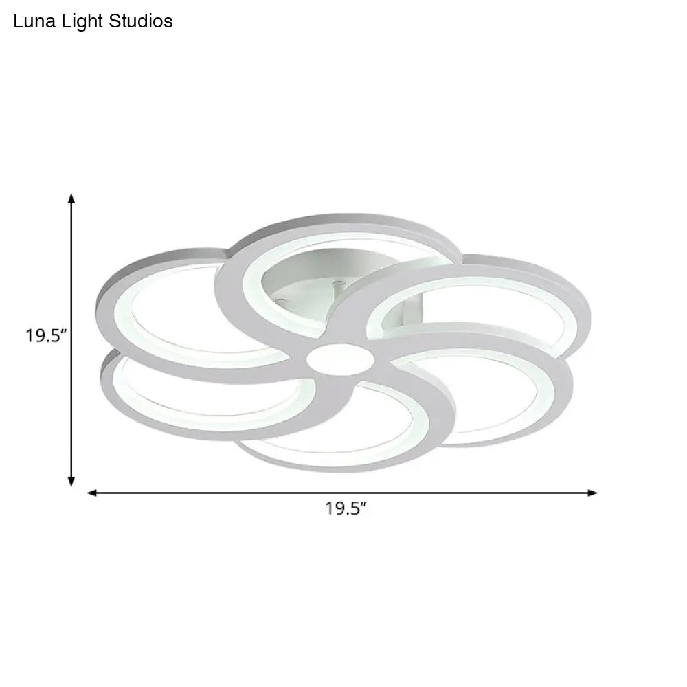 19.5"/23.5" W Nordic Style Metal and Acrylic LED Flush Mount Light in White - Warm Glow for Living Room