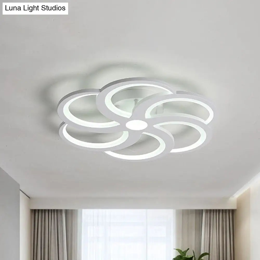 19.5"/23.5" W Nordic Style Metal and Acrylic LED Flush Mount Light in White - Warm Glow for Living Room