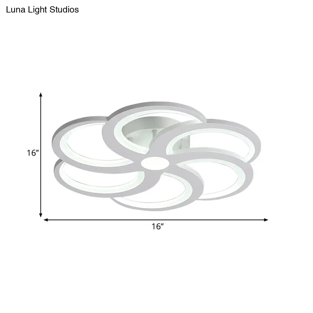 19.5"/23.5" W Nordic Style Metal and Acrylic LED Flush Mount Light in White - Warm Glow for Living Room