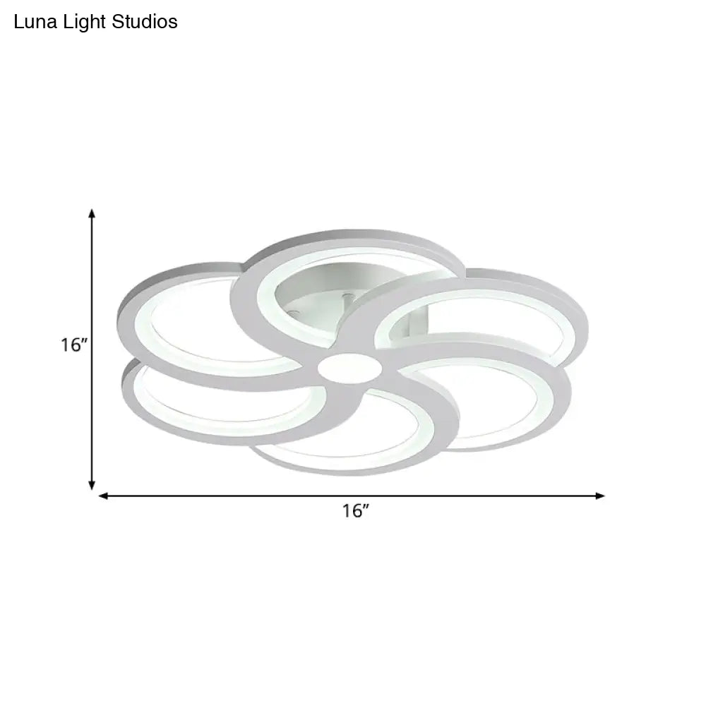 19.5"/23.5" W Nordic Style Metal and Acrylic LED Flush Mount Light in White - Warm Glow for Living Room