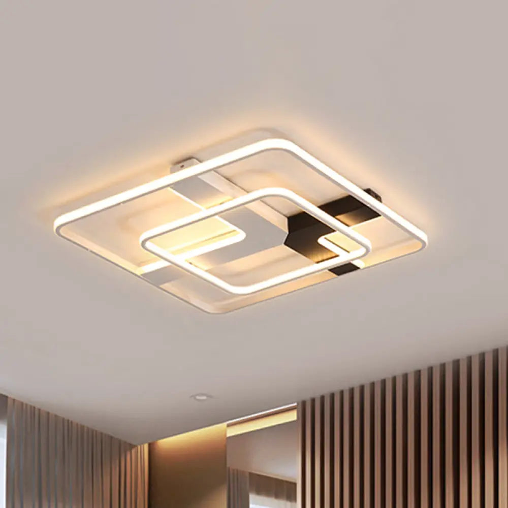 19.5"/23.5" Wide Acrylic Square Flushmount LED Ceiling Lamp in White Light