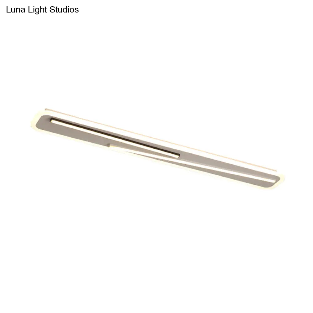 19.5"/23.5" Wide Rectangle Ceiling Light Fixture: Acrylic, Simple Style, Black/White LED Flush Mount Lamp - Remote Control Dimming/White Light