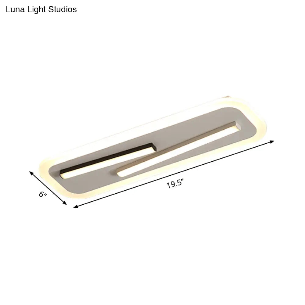 19.5"/23.5" Wide Rectangle Ceiling Light Fixture: Acrylic, Simple Style, Black/White LED Flush Mount Lamp - Remote Control Dimming/White Light