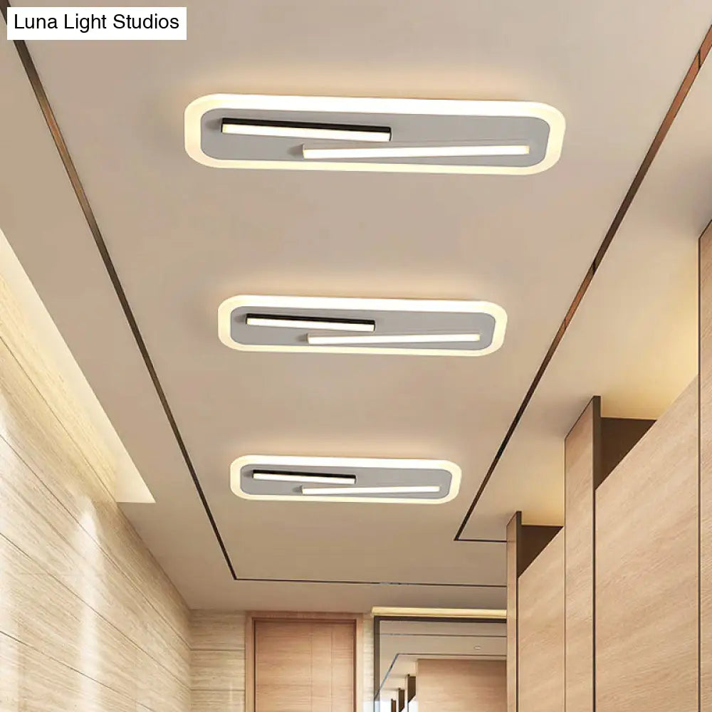 19.5"/23.5" Wide Rectangle Ceiling Light Fixture: Acrylic, Simple Style, Black/White LED Flush Mount Lamp - Remote Control Dimming/White Light