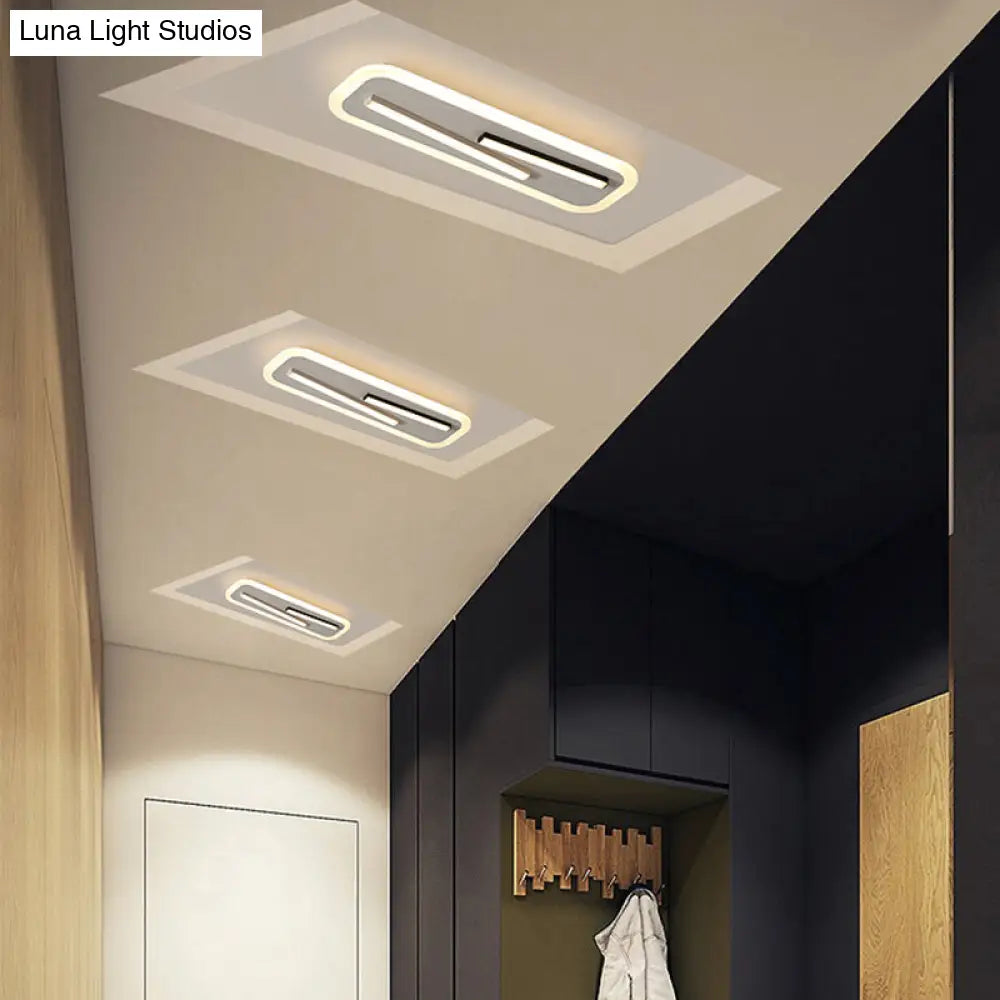 19.5"/23.5" Wide Rectangle Ceiling Light Fixture: Acrylic, Simple Style, Black/White LED Flush Mount Lamp - Remote Control Dimming/White Light