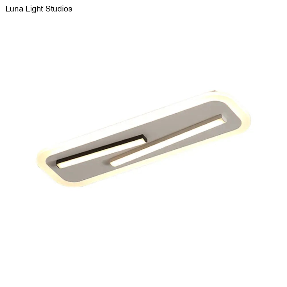 19.5"/23.5" Wide Rectangle Ceiling Light Fixture: Acrylic, Simple Style, Black/White LED Flush Mount Lamp - Remote Control Dimming/White Light