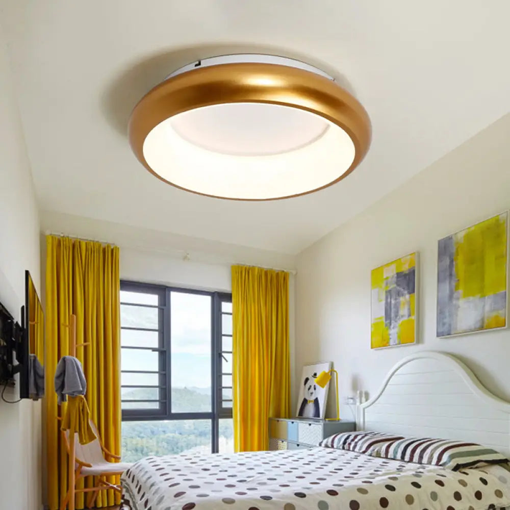19.5"/25.5" W Macaron Donut Flush Mount LED Lamp in Black/Green/Gold/White