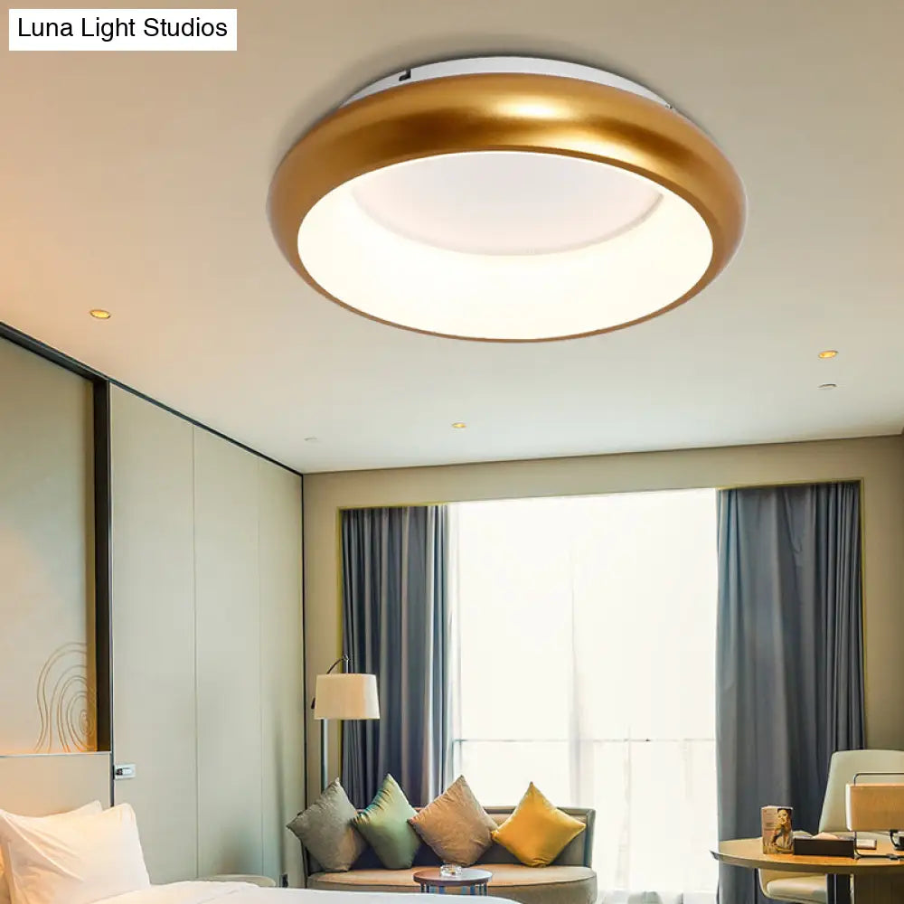 19.5"/25.5" W Macaron Donut Flush Mount LED Lamp in Black/Green/Gold/White