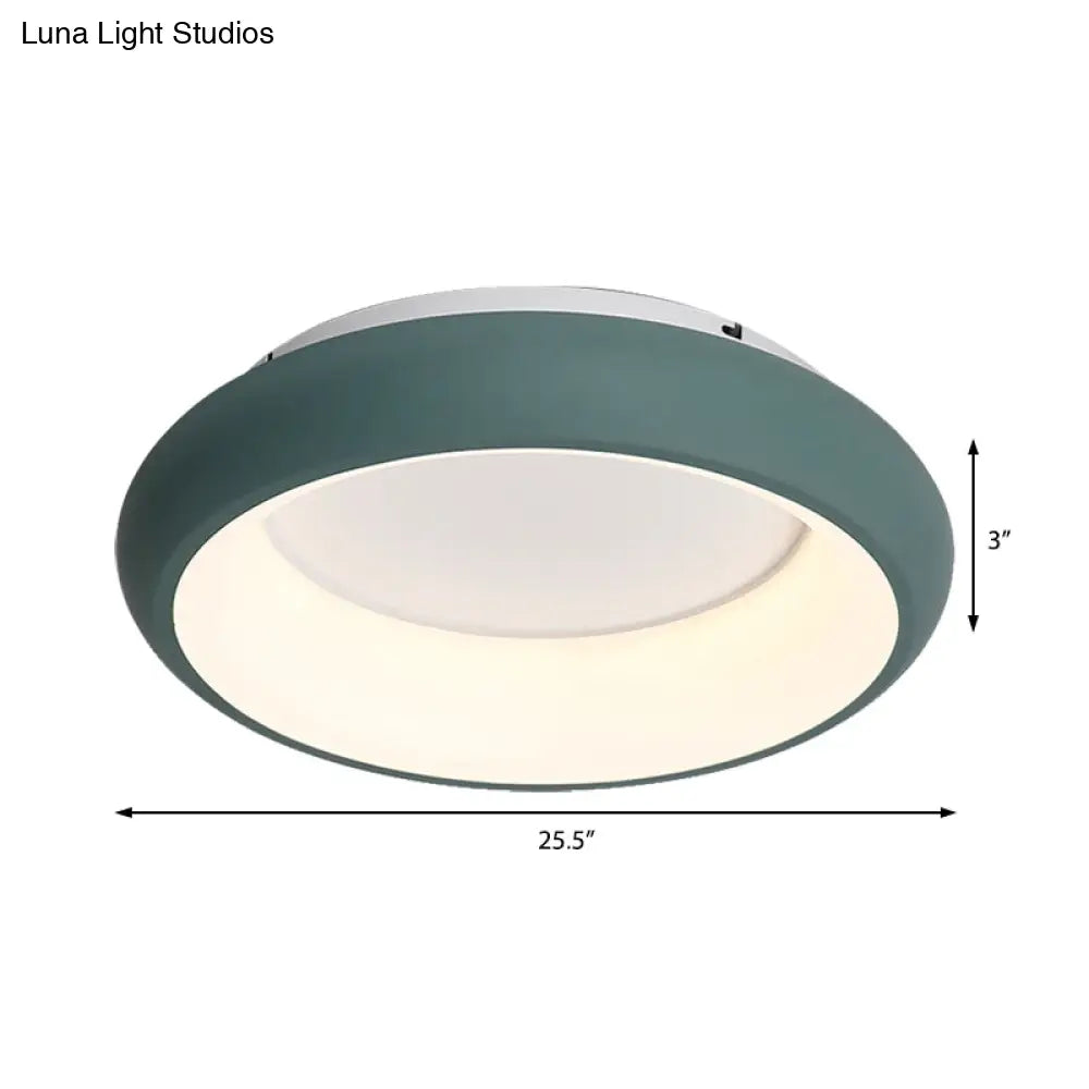 19.5"/25.5" W Macaron Donut Flush Mount LED Lamp in Black/Green/Gold/White