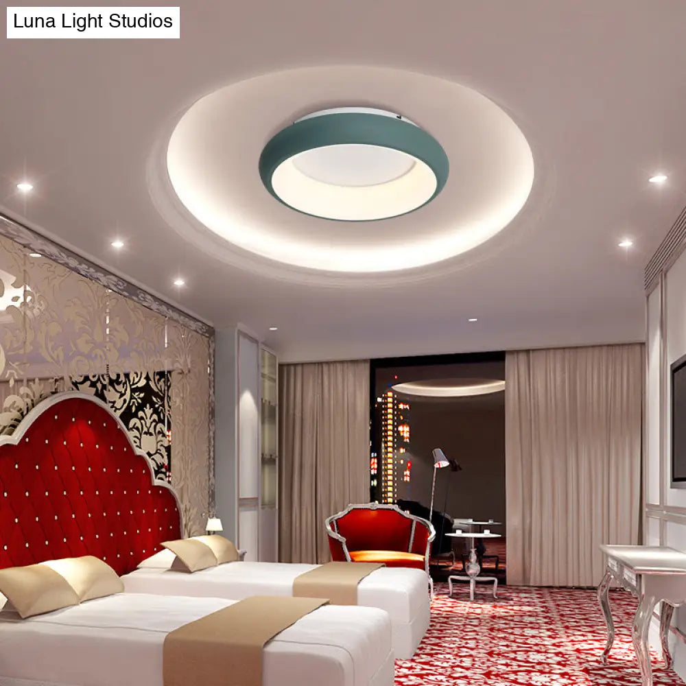 19.5"/25.5" W Macaron Donut Flush Mount LED Lamp in Black/Green/Gold/White