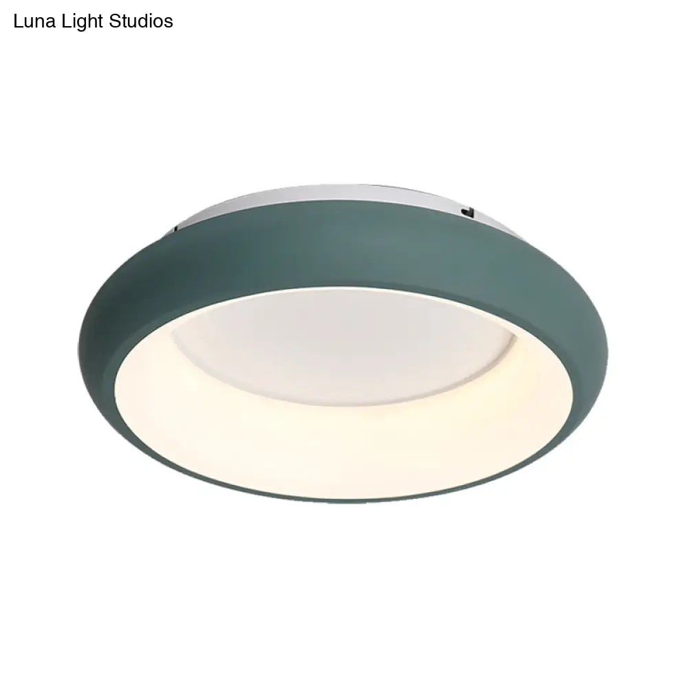 19.5"/25.5" W Macaron Donut Flush Mount LED Lamp in Black/Green/Gold/White