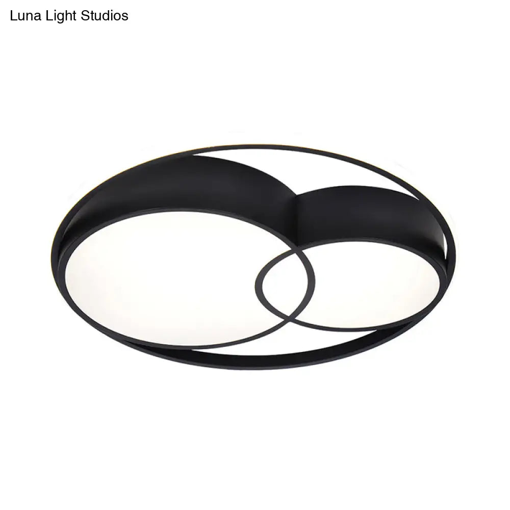 2-Drum Nordic Style Black LED Flush Mount Ceiling Light Fixture with Acrylic Panels in Warm/White/3 Color Options