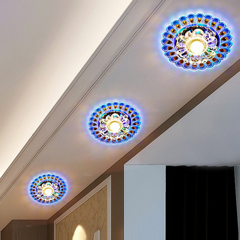 Lámpara de techo empotrada DecorBites™ Crystal LED con borde en forma de cola de pavo real: elegante y minimalista.