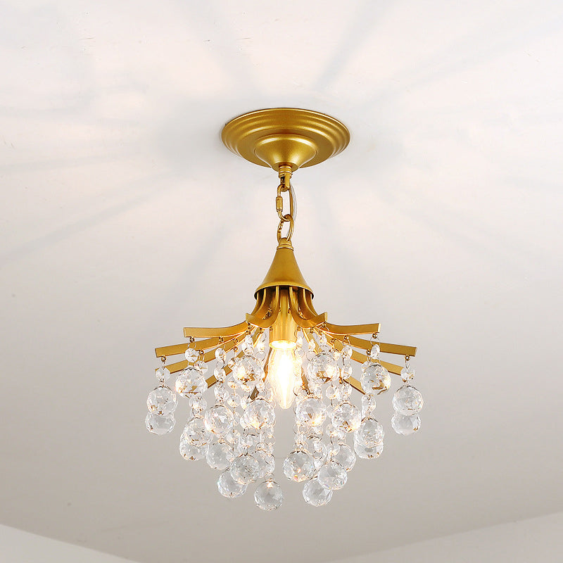 DecorBites™ DecorBites™ Rustic Metal Branch Semi Flush Mount Ceiling Light with Crystal Accent - 1 Head Hallway Lighting Fixture