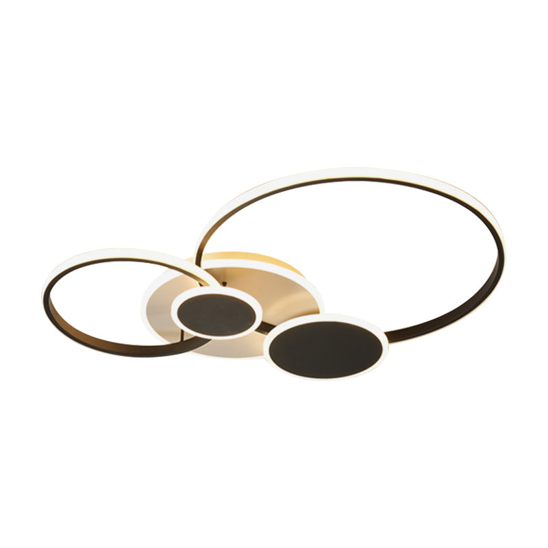 DecorBites™ DecorBites™ Modernism LED Semi Flush Ceiling Light with Metallic Rings in Black (Customizable in 7 days)