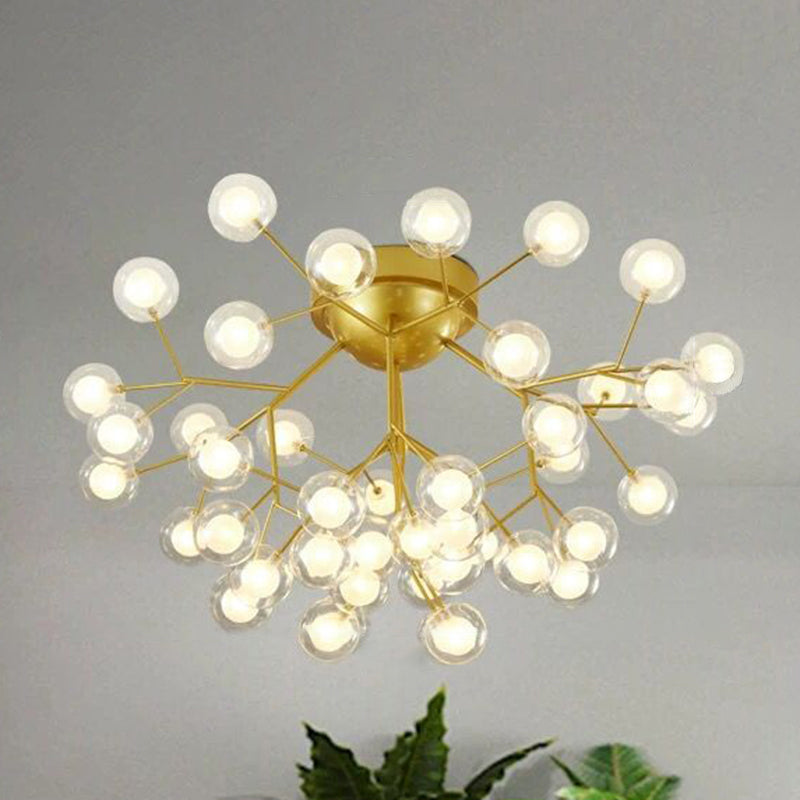 DecorBites™ DecorBites™ Gold Nordic Firefly LED Flush Mount Chandelier for Dining Room