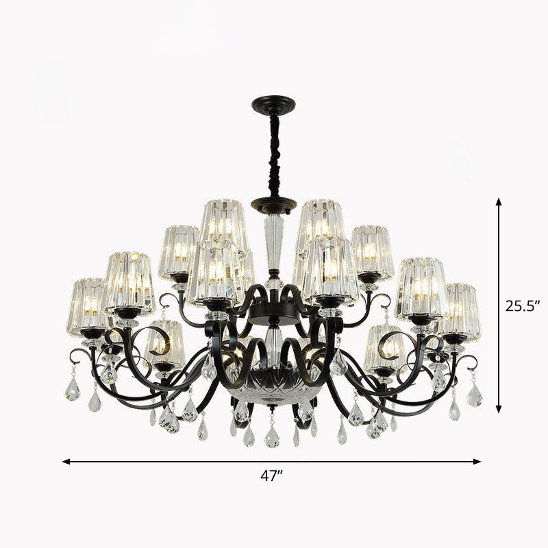 مصباح معلق مخروطي كريستالي معاصر مع زخارف على شكل قطرات